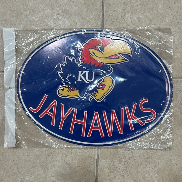 Kansas Jayhawks Metal Sign KU Oval Great Gift NEW - Picture 3 of 4